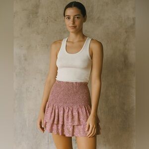 LIKELY Floral Smocked Tiered Mini Skirt